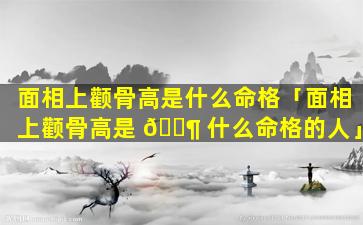 面相上颧骨高是什么命格「面相上颧骨高是 🐶 什么命格的人」